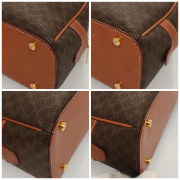 CELINE Macadam Canvas Hand Bag PVC Leather Brown Gold Auth 121455 - Picture 14 of 16